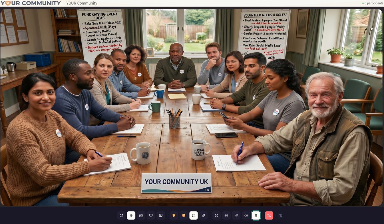 A charity working group meeting online
