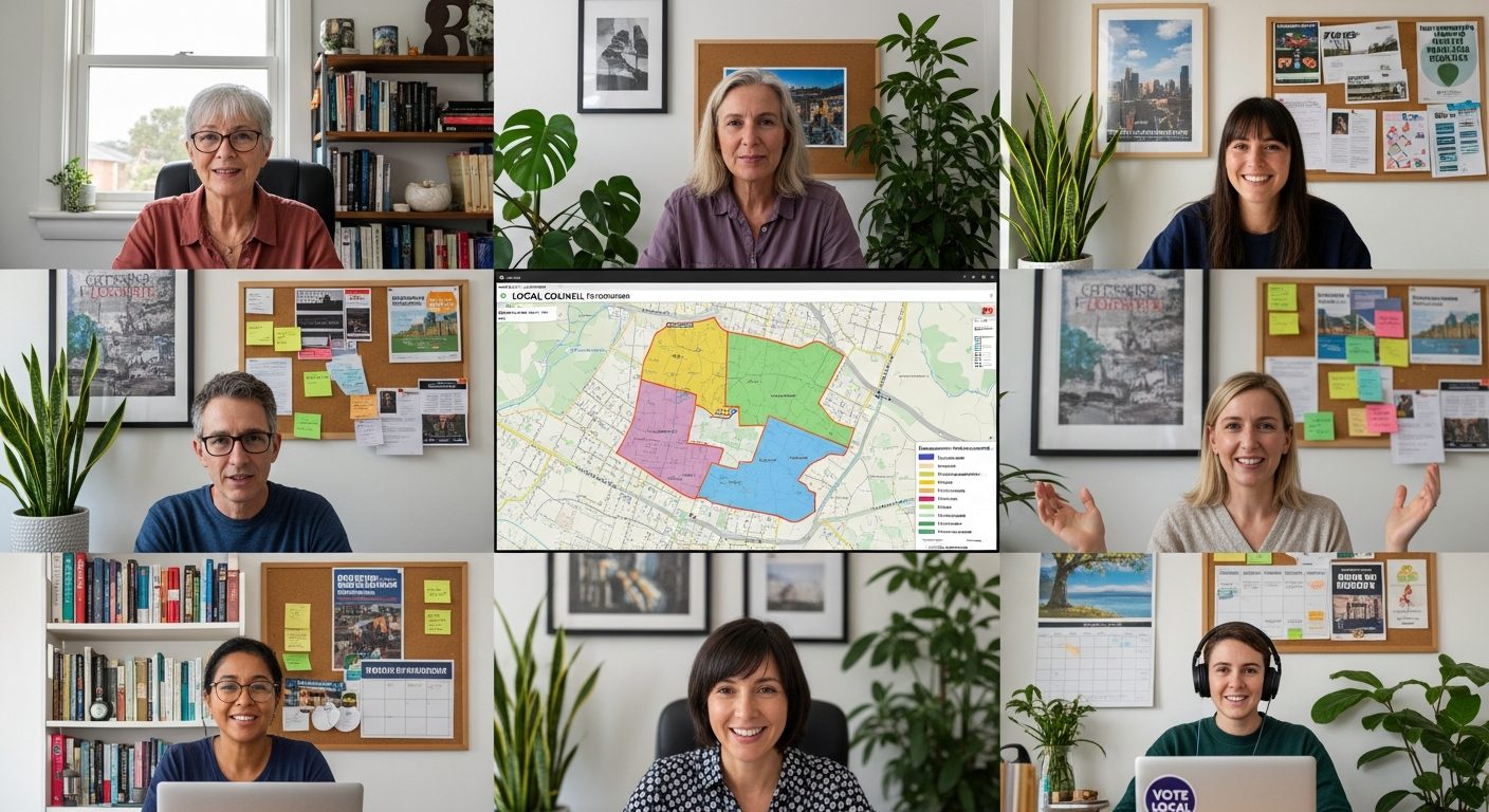 A climate action group meeting in a Nexus video room