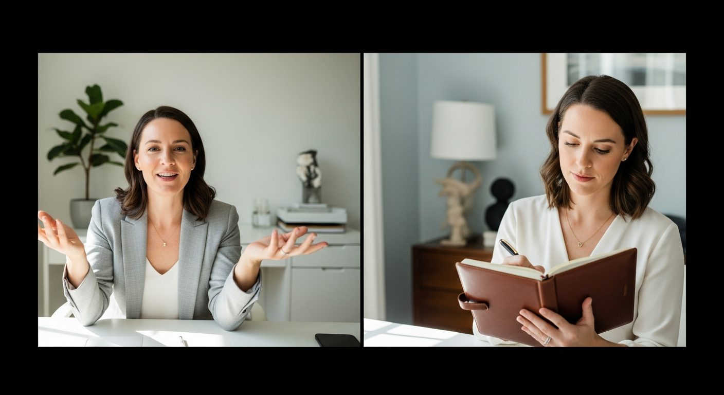 A wedding planner in a branded consultation room